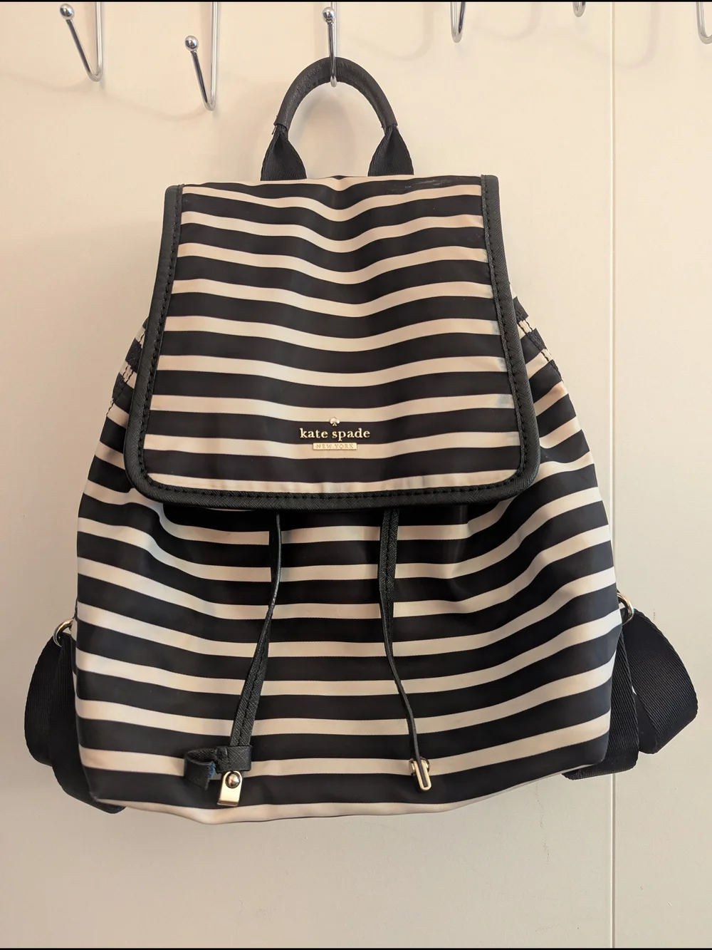 kate spade Black and White Striped Backpack